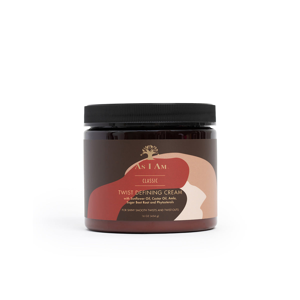 As I Am Classic Twist Defining Cream 454g in brown bucket with black lid, front view on white background.