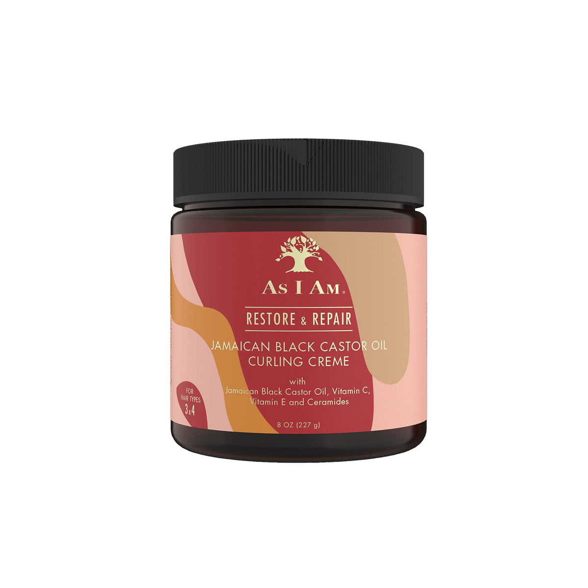 As I Am Jamaican Black Castor Oil Curling Creme (227g) with a beige and pink label.