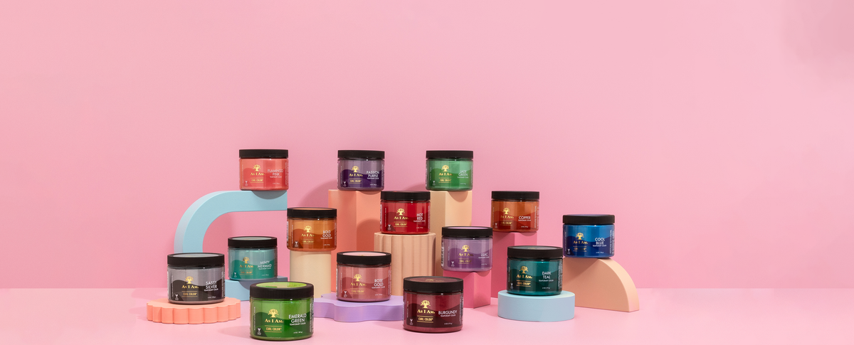 As I Am Curl Color color gel in several colors. Assortment of temporary hair colors for curls.