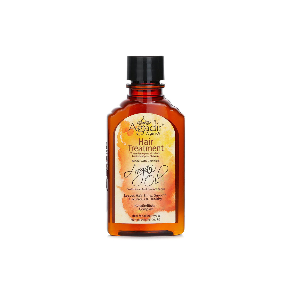 Agadir Argan Oil Treatment 66ml bottle. A brown glass bottle with a white label showing the product Agadir Argan Oil Treatment. 