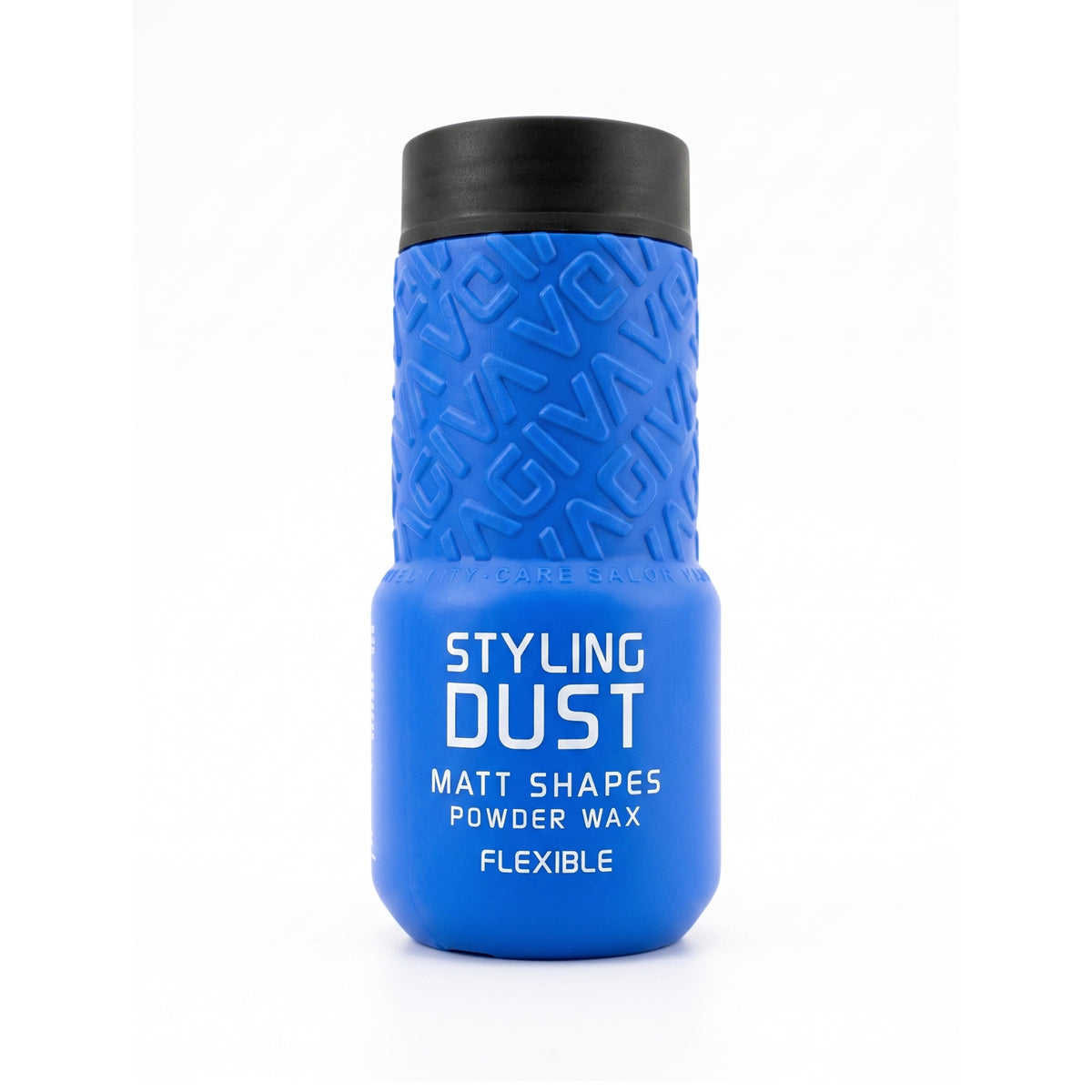 Blue Vavigi Styling Dust Matt Shapes Powder Wax bottle with black cap against white background.