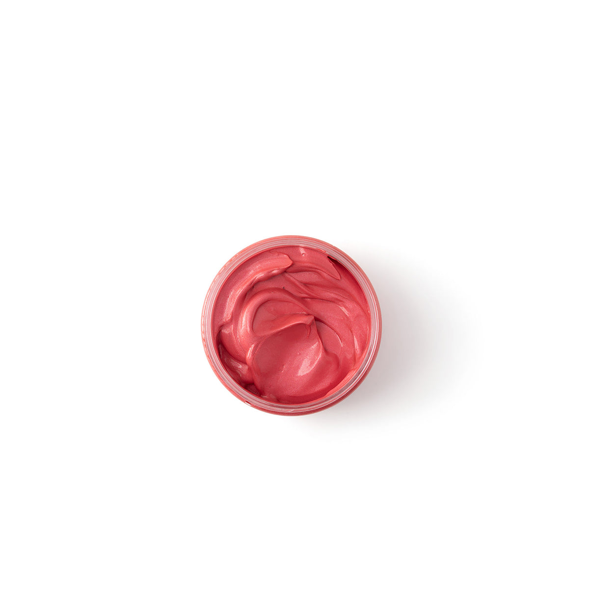 A container of the vibrant pink color As I Am Curl Color, viewed directly from above, showing the creamy and slightly wavy texture of the product.
