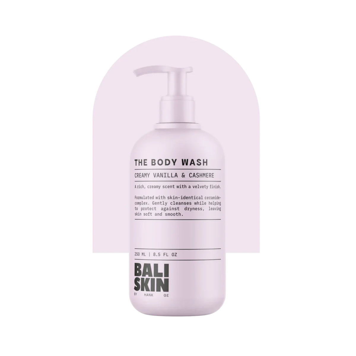 Bali Skin The Body Wash pumpeflaske i lilla med Creamy Vanilla & Cashmere duft, 250 ml.