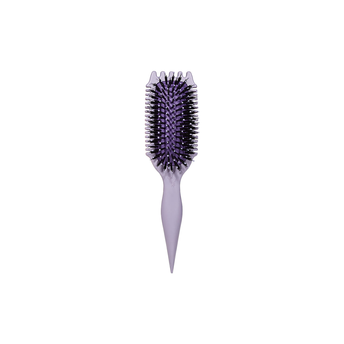 Purple Bounce Curl Volume EdgeLift Brush with dense black bristles and pointed handle for precise styling.