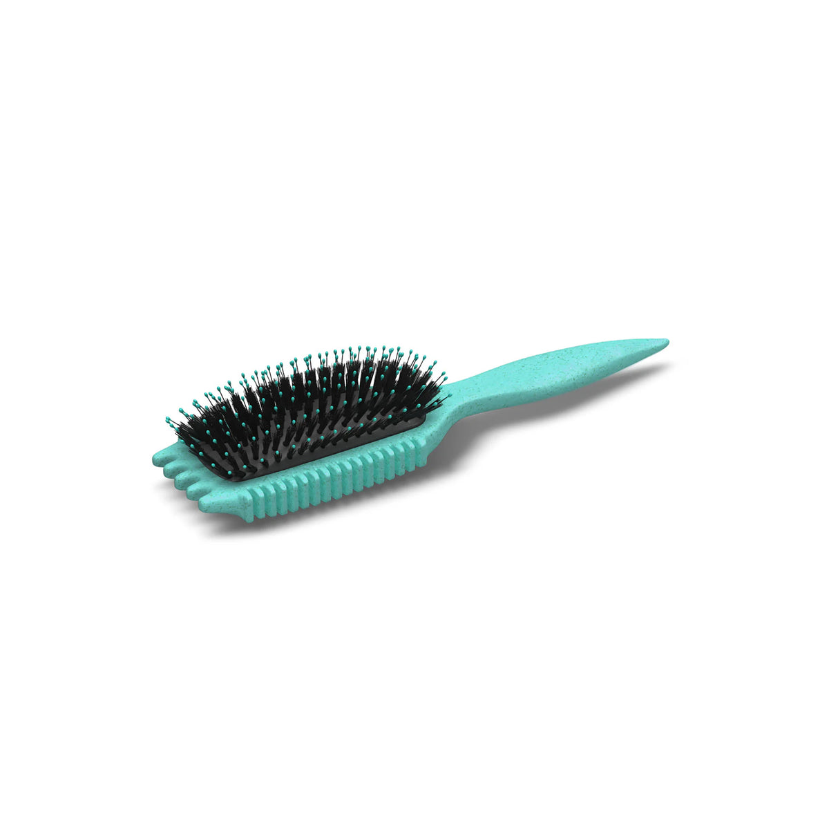 Turquoise Bounce Curl Volume EdgeLift Brush with black bristles and ergonomic handle, designed for volume and lift.