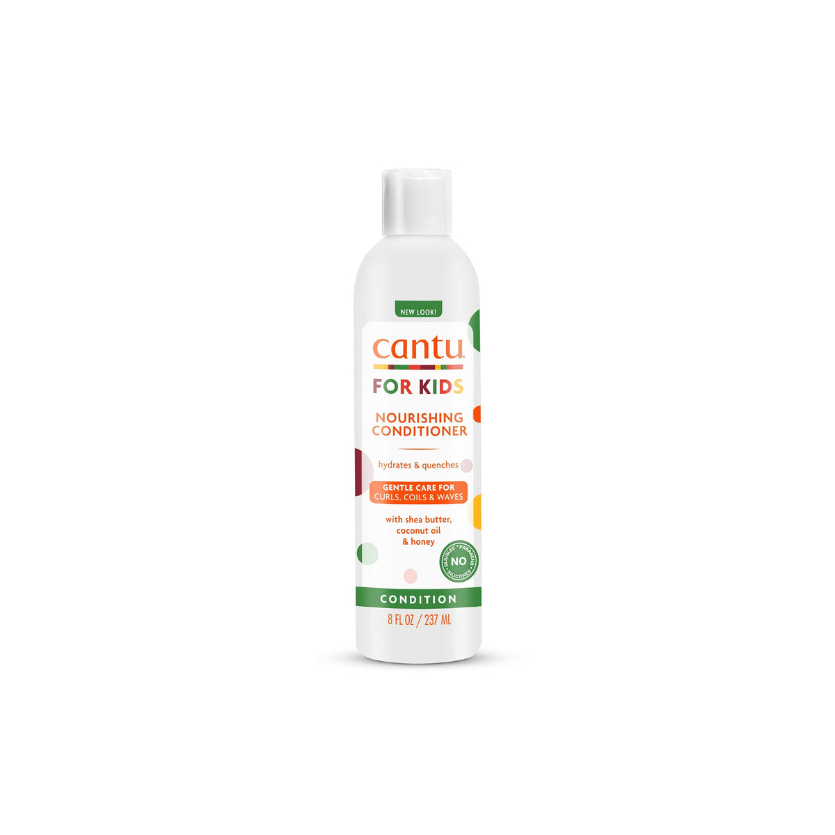 White bottle of Cantu For Kids Nourishing Conditioner. 