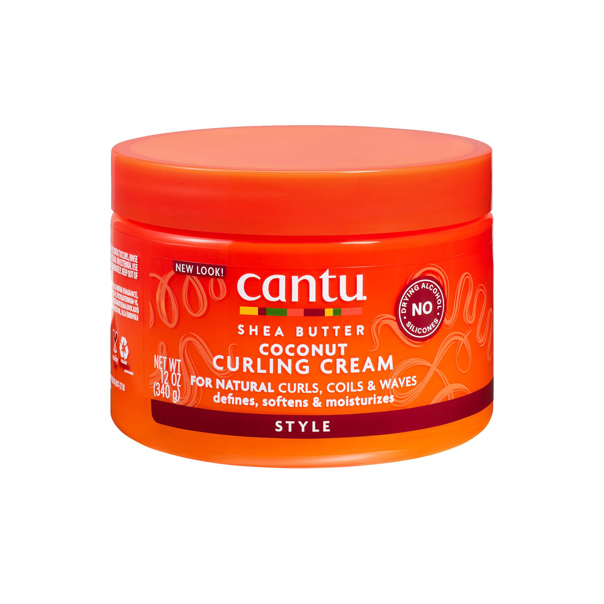 Cantu Shea Butter Coconut Curling Cream (340g) in orange container.