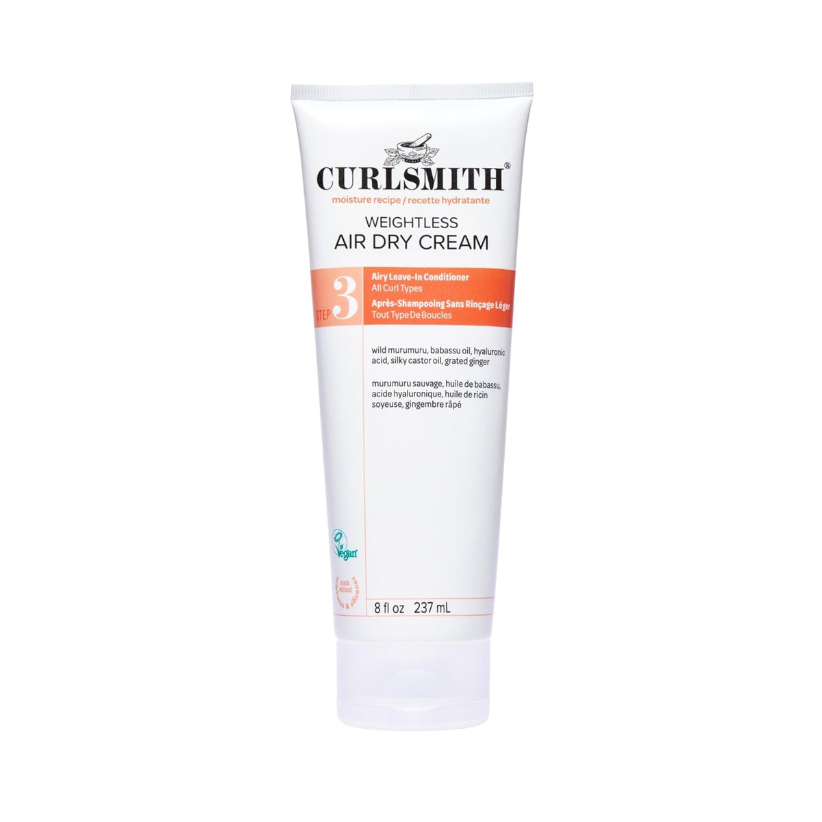 White tube Curlsmith Weightless Air Dry Cream, 237 ml leave-in conditioner for all curl types.