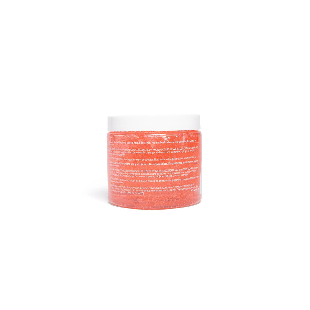 The back of KeraCare Gelessence Moisturizing Gel. Focus on text with ingredients, instructions for use and information.