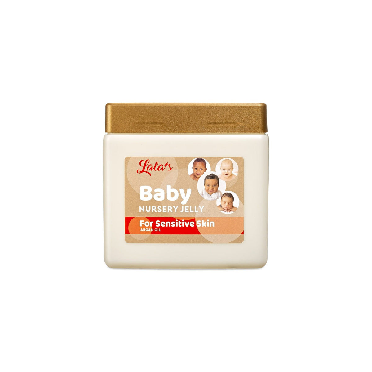 Container with Lala's Baby Nursery Jelly (368g) with argan oil, specially developed for sensitive baby skin.