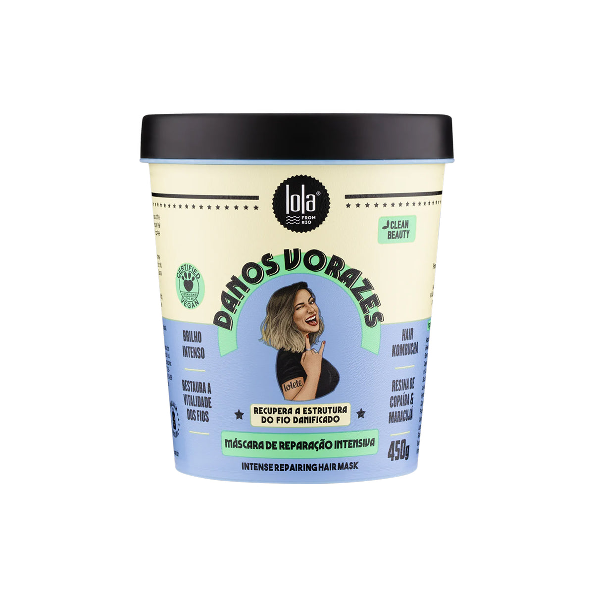 Lola Cosmetics Danos Vorazes Repair Mask 450 ml – intensive repairing hair mask in bucket for damaged and chemically treated hair.
