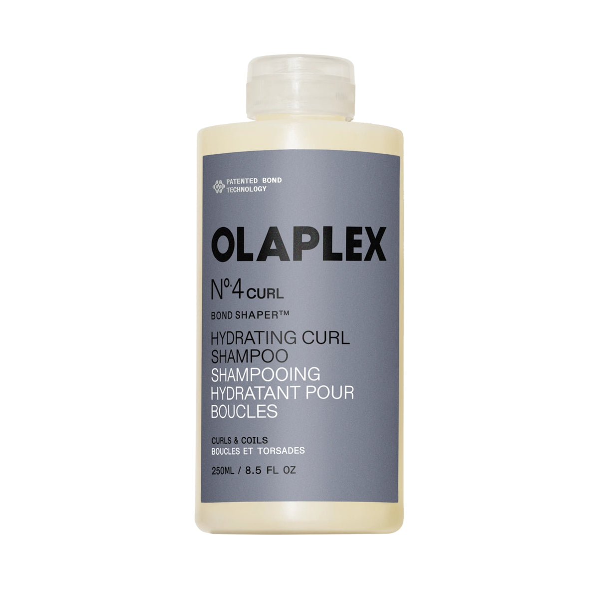 Olaplex No.4 Curl Bond Shaper hydrating curl shampoo for curls and spirals, 250 ml bottle.