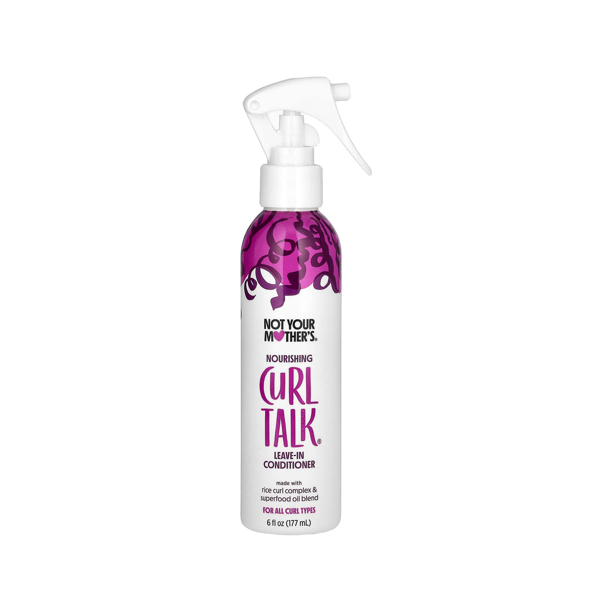 White spray bottle with Not Your Mother's leave-in conditioner for curls.