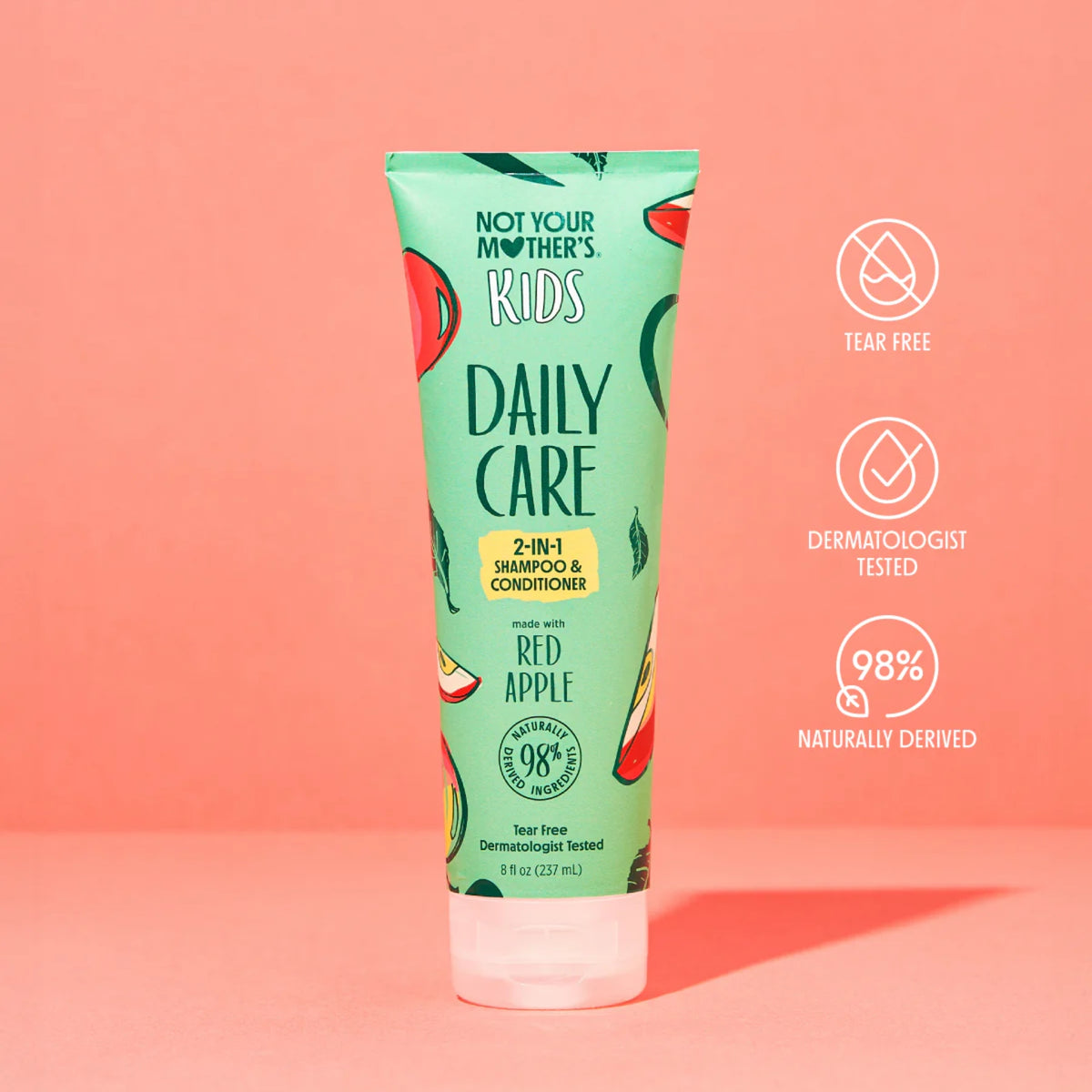 Not Your Mother's Kids Daily Care 2-in-1 Shampoo and Conditioner with Red Apple, Tear-Free, 237ml Green Tube.