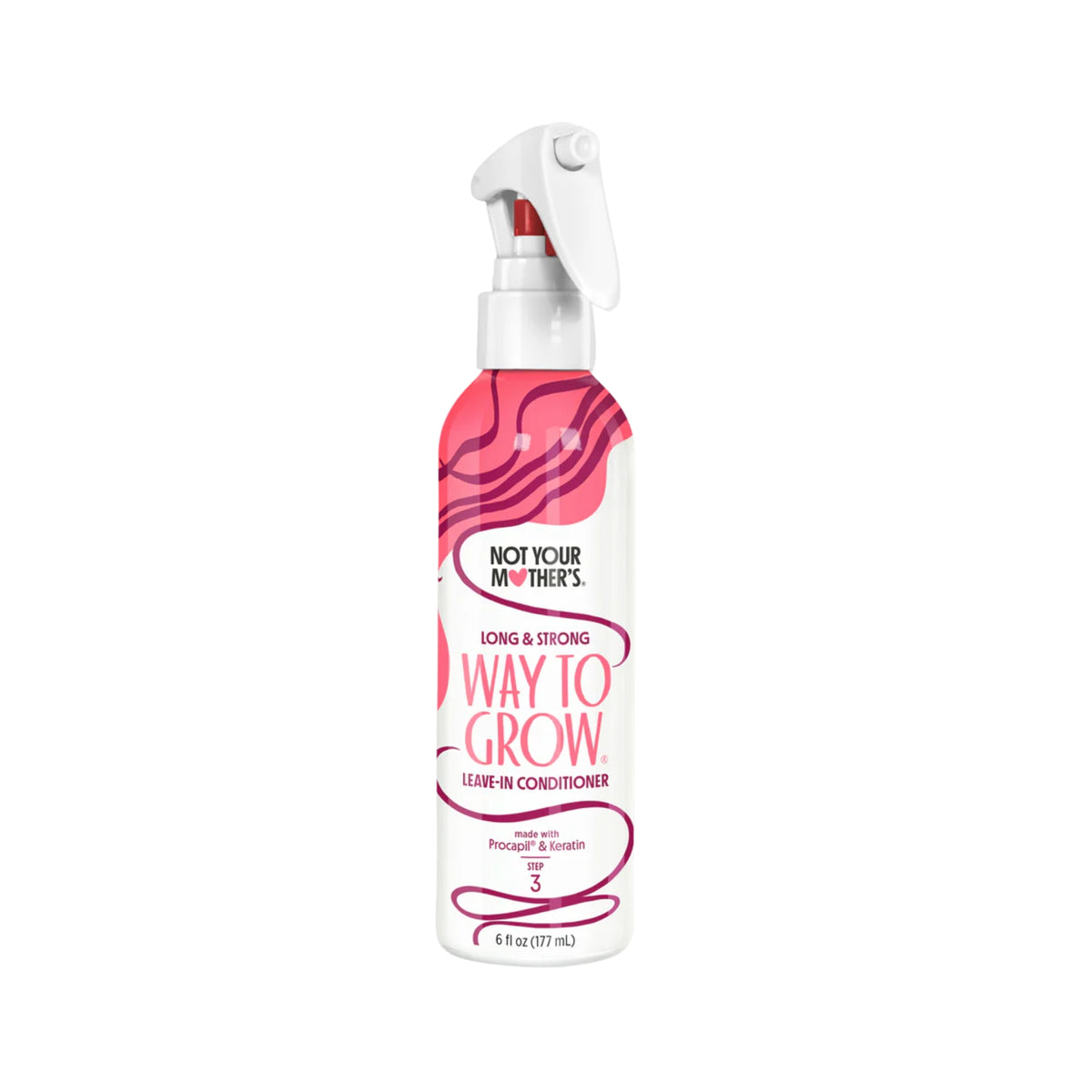 Not Your Mother's Way to Grow leave-in conditioner spray in pink and white bottle, 177 ml.