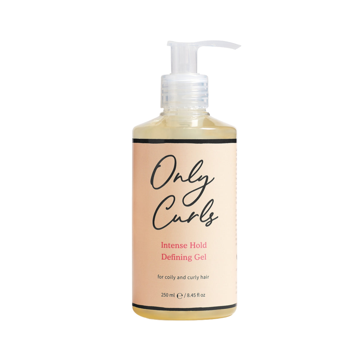 Only Curls Intense Hold Defining Gel, 250 ml pumpeflaske til krøllet og kruset hår.