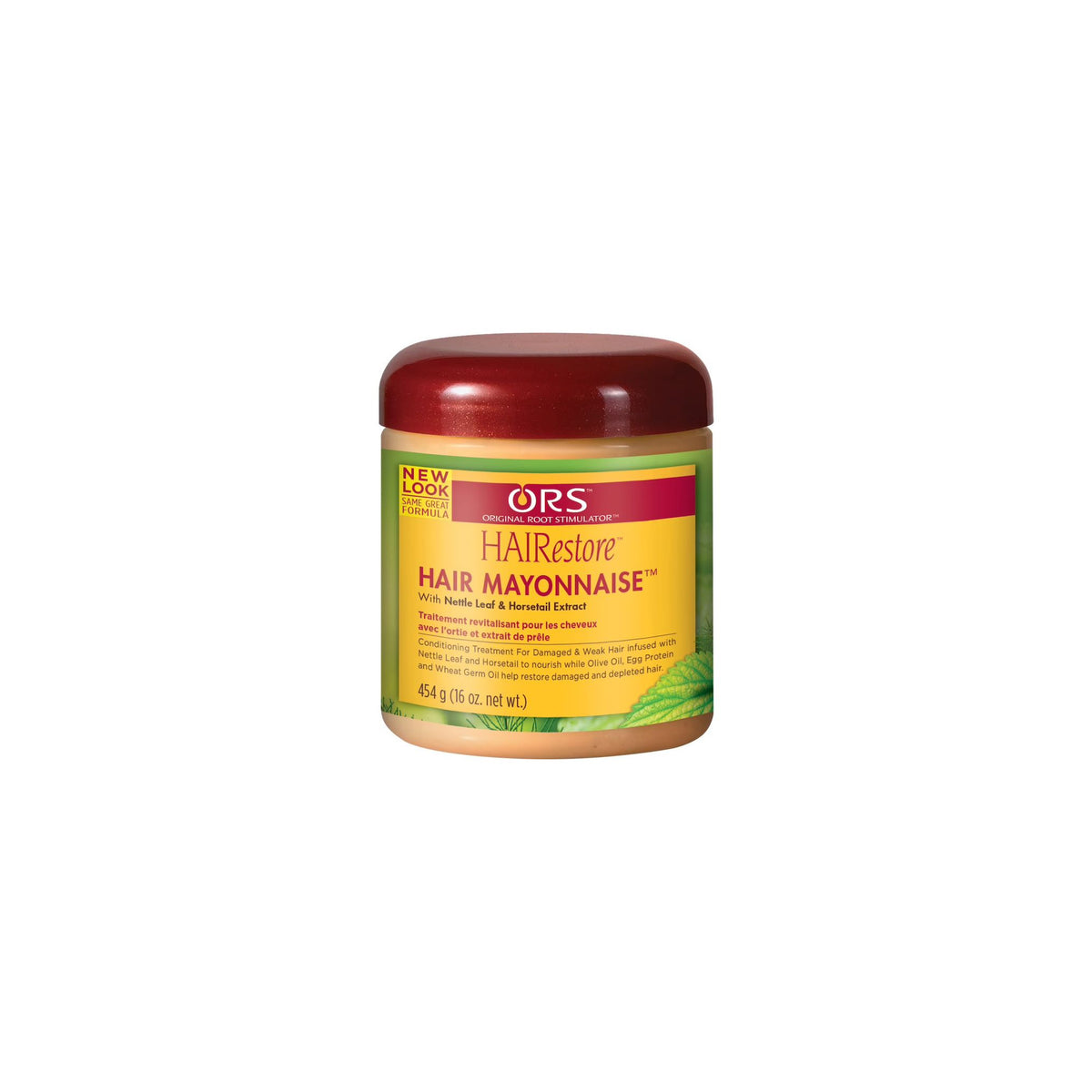 Bucket with ORS HAIRestore Hair Mayonnaise (454g) for care of damaged and weakened hair.