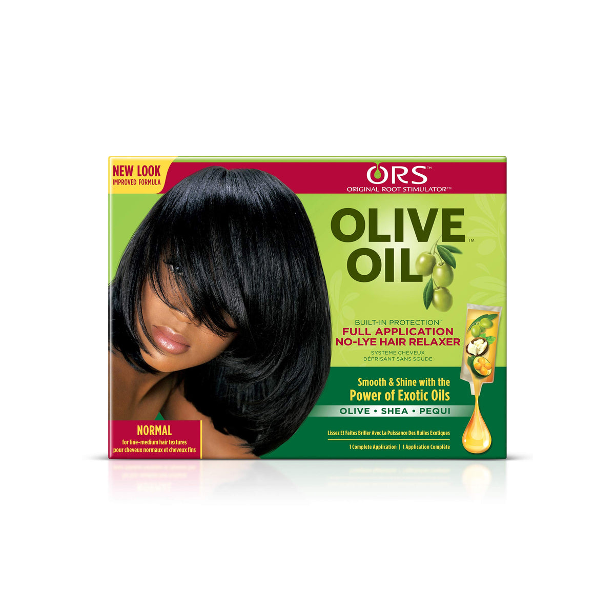 ORS Olive Oil No-Lye Hair Relaxer (Normal) with olive oil, shea for smooth and shiny hair.