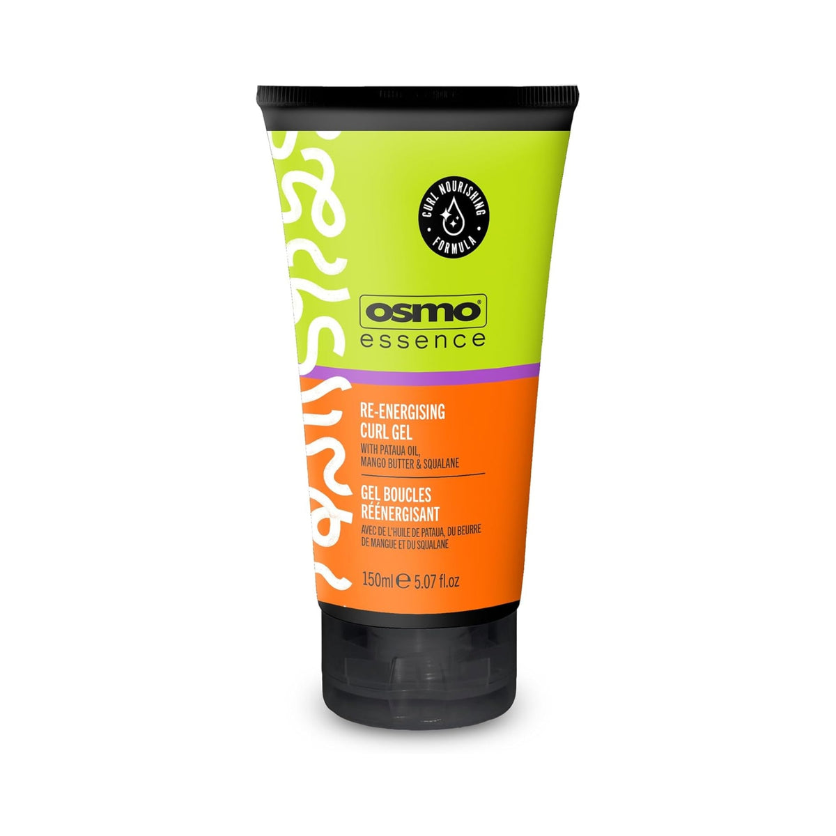 Osmo Essence Re-Energizing Curl Gel, 150 ml tube in lime green and orange with black cap.