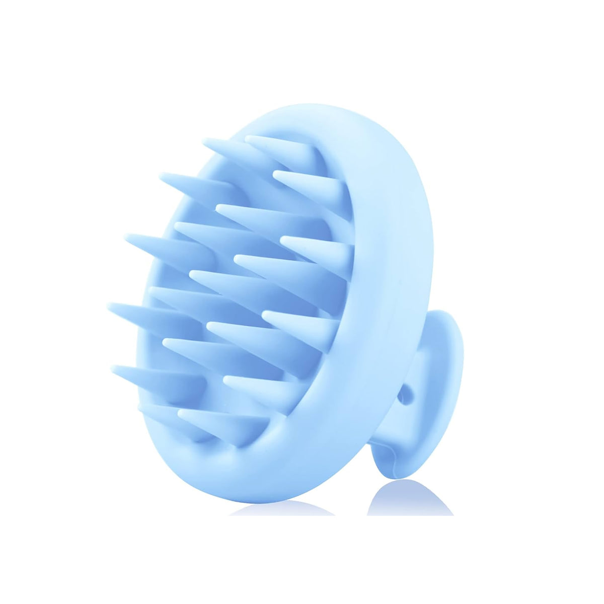 Blue Scalp Massager Shampoo Brush with soft silicone tips and ergonomic handle for scalp massage and shampoo.