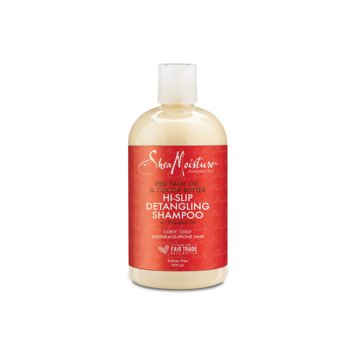 Shea Moisture Red Palm Oil & Cocoa Butter Hi-Slip Detangling Shampoo 399ml. A smoothing shampoo with red palm oil, cocoa butter and linseed oil for curly and frizzy hair.