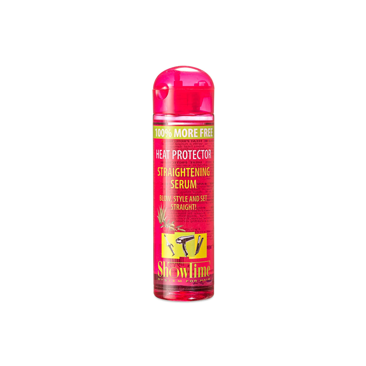 Showtime Heat Protector Straightening Serum 250ml. Heat protection serum for straightening hair, used before blow-drying and styling.