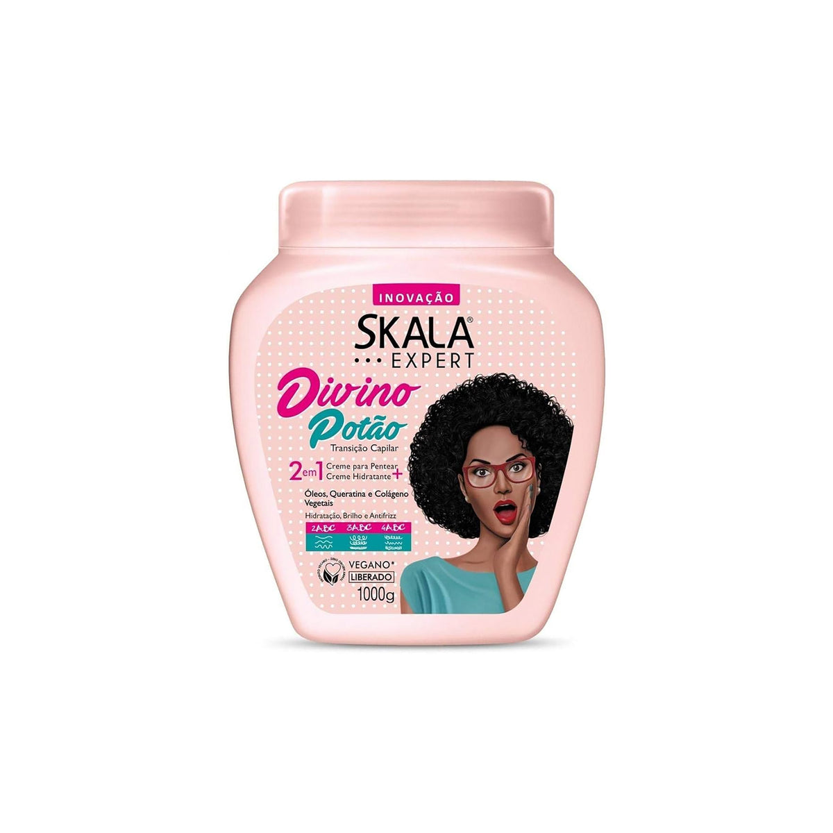SKALA Divino Potão 1000gr hair treatment for hair transition. Vegan and free of harmful substances. Moisturizing cream for curls and waves.