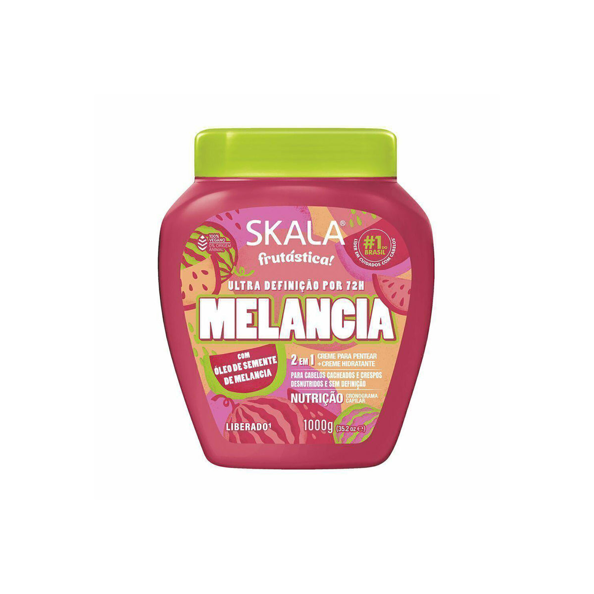 Skala Treatment Melancia 1000gr in pink bucket with green lid and colorful label with watermelon illustrations.