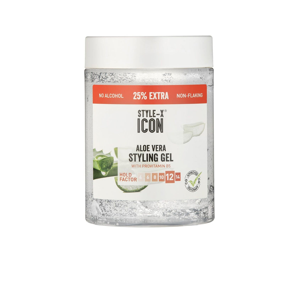 Style-X Icon Aloe Vera Styling Gel (1000 ml). The image shows a large container of Style-X Icon Aloe Vera Styling Gel, which is alcohol-free, non-flaky and contains provitamin B5. 