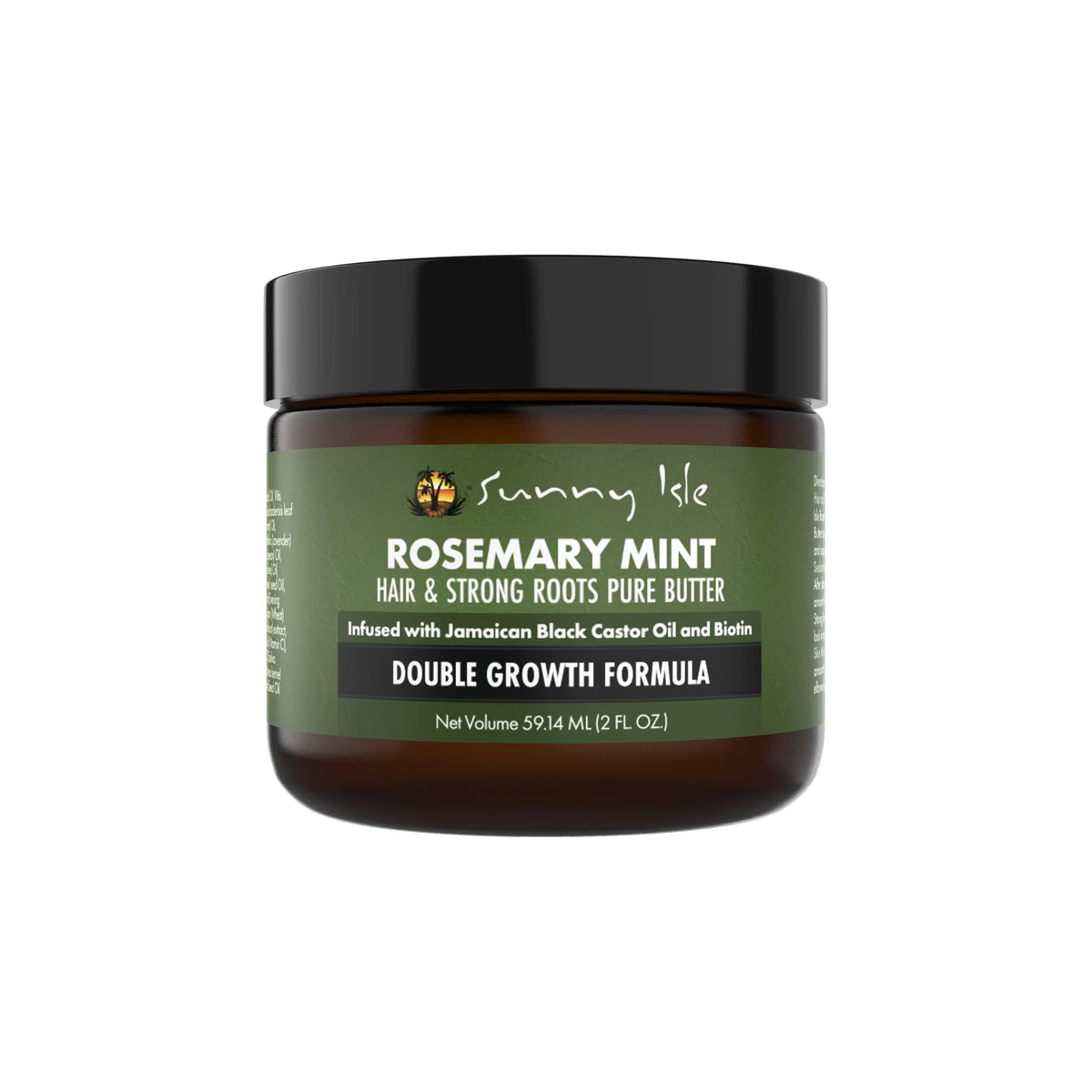 Sunny Isle Rosemary Mint Hair & Strong Roots Pure Butter (59ml) with Jamaican Black Castor Oil and Biotin. Double growth formula.