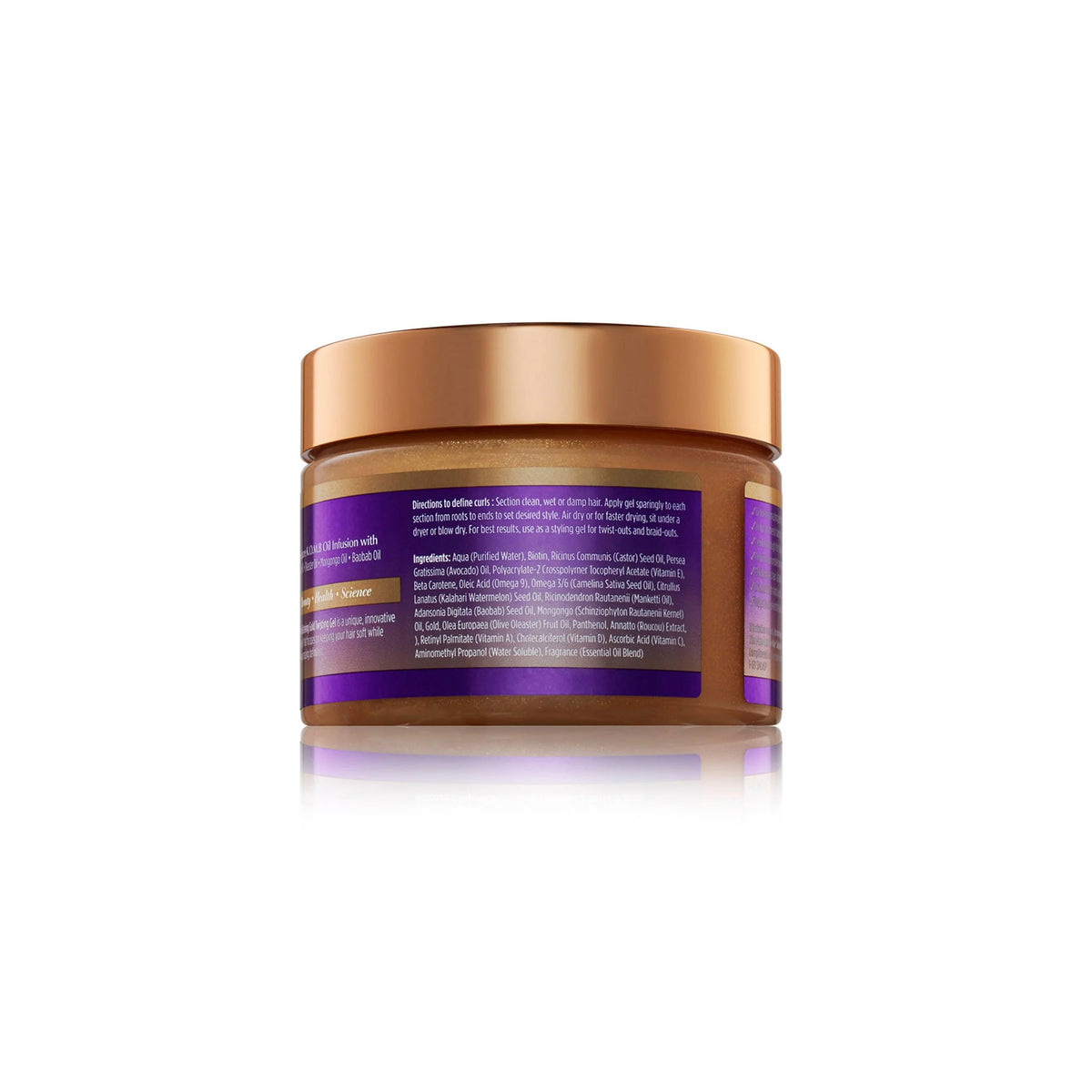 The back of The Mane Choice Ancient Egyptian Twisting Gel. Shows information on how to use the gel to define twists.