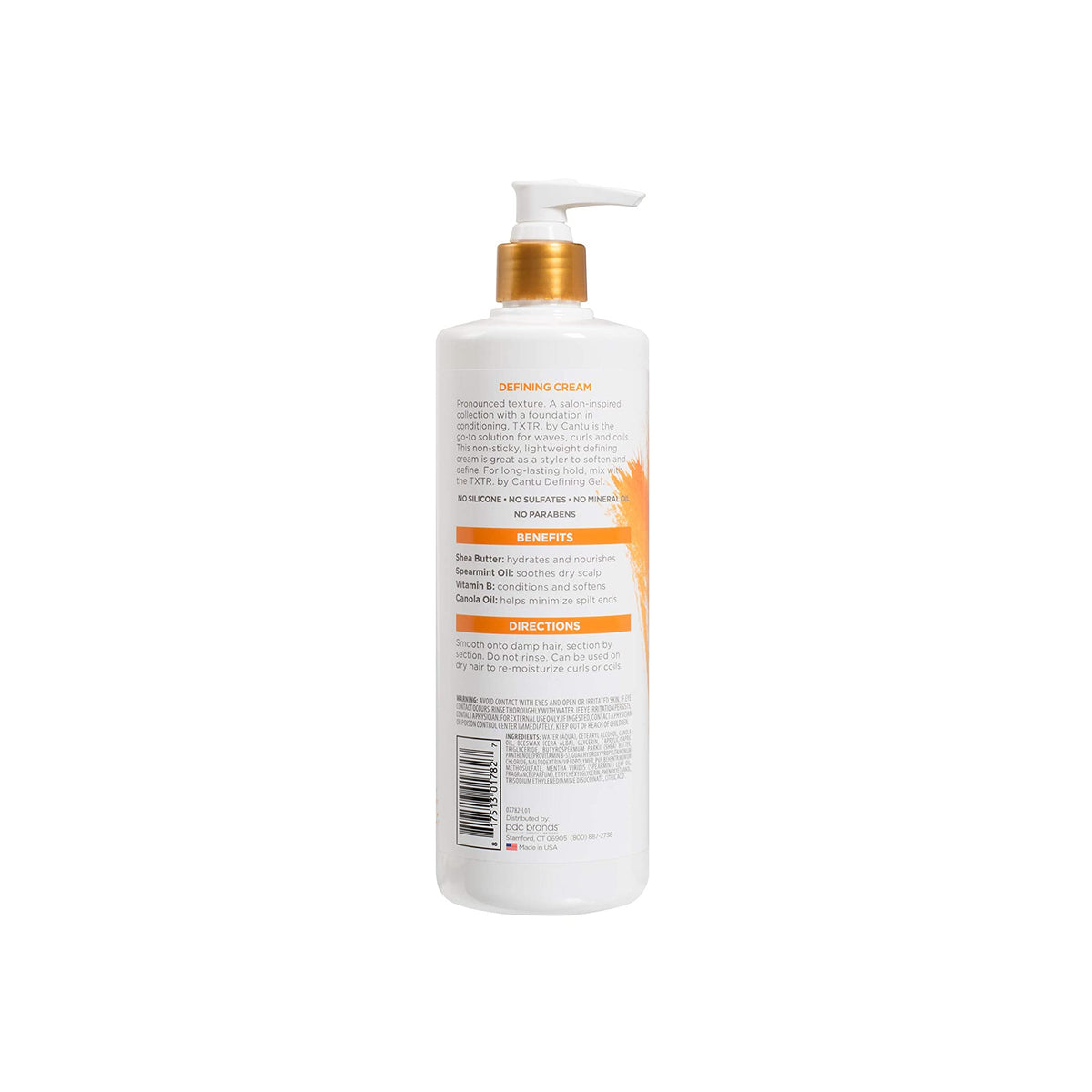Cantu TXTR Defining Cream (473 ml) - back with ingredients and instructions for use.
