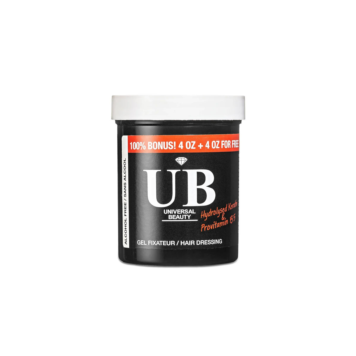 Bucket of Universal Beauty Styling Gel, Alcohol Free with Hydrolyzed Silk Provitamin B5, 8oz (4oz + 4oz Free).